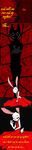  2016 anthro black_background canine clothed clothing comic creepy disney dress duo english_text female flat_chested fox fur hand_on_face judy_hopps lagomorph male mammal nick_wilde pole rabbit red_eyes simple_background singing sitting text thephantombeyond white_fur zootopia 
