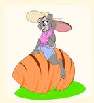  anthro clothed clothing disney female hat judy_hopps lagomorph mammal merffle open_mouth rabbit smile solo thick_thighs zootopia 