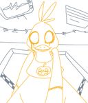  animatronic anthro avian bib bird chica_(fnaf) chicken female first_person_view five_nights_at_freddy&#039;s food fruit grin jack_o&#039;_lantern looking_at_viewer machine pinned pumpkin robot solo the_weaver video_games wide_eyed 