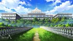  building clouds grass logo mikago_kotaro nobody re:lief_~shin&#039;ai_naru_anata_e~ realistic scenic sky 