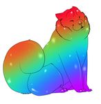  ambiguous_gender canine duo eyes_closed feral fur mammal merffle multicolored_fur open_mouth rainbow_fur simple_background sitting smile white_background 