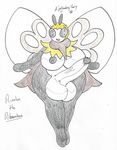  &lt;3 antennae arthropod balls big_balls big_breasts black_areola black_nipples breasts butterfly_wings chasey_ultra_beast_goodra crayon_(artwork) dickgirl huge_balls huge_breasts huge_penis insect intersex nipples open_mouth open_smile penis ribombee rimba_(chasey) simple_background smile traditional_media_(artwork) white_background wings 