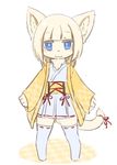  artist_request blonde_hair blue_eyes cat furry japanese_clothes long_hair stocking 