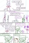  animatronic anthro bonnie_(fnaf) bow_tie buckteeth comic dialogue english_text female five_nights_at_freddy&#039;s group human lagomorph machine male mammal mike_schmidt rabbit robot teeth text the_weaver video_games weaver_bonnie 