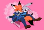  furry green_eyes inumimi_moeta judy_hopps nick_wilde open_mouth police_uniform purple_eyes zootopia 