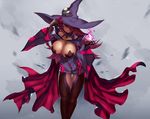  bare_shoulders black_gloves black_sclera blazblue blazblue:_central_fiction breasts cleavage elbow_gloves eu03 fingernails fire gloves hair_over_one_eye hat huge_breasts impossible_clothes konoe_a_mercury lips long_hair looking_at_viewer mature nose official_art pasties purple_fire red_hair sharp_fingernails solo thigh_gap thighs witch_hat yellow_eyes 