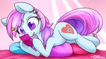  3ds cutie_mark dshou ear_piercing earth_pony equine fan_character female feral hair hooves horse lying mammal my_little_pony nintendo nude piercing pink_hair pony purple_eyes purple_hair smile solo video_games 