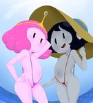  adventure_time armpits blush cartoon_network child clothing female hat headwear hoshime humanoid looking_at_viewer marceline open_mouth princess_bubblegum pussy smile vampire young 