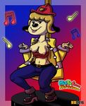  breasts canine clothed clothing dancing dog female fire_fighter hentai_boy mammal mother parappa&#039;s_mom parappa_the_rapper parent pole pole_dancing striptease topless um_jammer_lammy undressing uniform video_games 