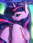  2016 anatomically_correct anatomically_correct_pussy animal_genitalia animal_pussy anus butt cutie_mark dock equine equine_pussy feathered_wings feathers female feral friendship_is_magic hair half-closed_eyes hi_res horn looking_at_viewer mammal my_little_pony purple_feathers pussy rear_view shydale solo twilight_sparkle_(mlp) winged_unicorn wings 