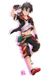  1boy cat child fingerless_gloves male_focus miyamoto_ikusa navel solo 