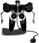  artist_request controller dualshock game_controller gamepad highres mechanization no_humans original playstation_2 robot solo 