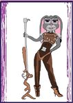  anthro barbarella boots clothed clothing costume disney female footwear gun holding_object judy_hopps lagomorph looking_at_viewer mammal purple_eyes rabbit ranged_weapon simple_background solo spacesuit standing weapon zootopia 