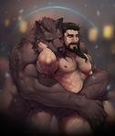  2016 abs anthro armpit_hair armpits beard biceps big_muscles body_hair canine chest_hair cute detailed duo facial_hair fondling fur grope hair hug human interspecies long_hair male male/male mammal manly muscular pecs pockyrumz romantic romantic_couple scar scratch size_difference smile smirk straddling were werewolf whiskers 