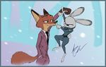  2016 anthro boop canine clothed clothing dangling disney duo eye_contact female fox green_eyes handcuffs hi_res judy_hopps male mammal necktie nick_wilde police_uniform purple_eyes shackles suit thewyvernsweaver uniform zootopia 
