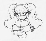  2016 big_breasts breasts cleavage clothed clothing costume eyewear fake_penis female halloween holidays huge_penis intersex paws penis simple_background sketch slit_pupils smutbunny sweat tiffy_cheesecake twintails_(disambiguation) 