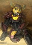  anthro armor avoid_posting bedroom_eyes half-closed_eyes hat humanoid_penis long_ears male penis precum ratchet ratchet_and_clank seductive solo todex tongue tongue_out video_games 