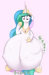  2016 augustbebel belly big_belly equine female friendship_is_magic fur hair hi_res hooves horn horse mammal multicolored_hair my_little_pony overweight pony princess_celestia_(mlp) purple_eyes smile solo vore white_fur winged_unicorn wings 