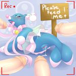  2016 blush brionne camychan cum cum_on_tongue cum_string disembodied_penis english_text female group half-closed_eyes hi_res male nintendo open_mouth penis pok&eacute;mon recording sign solo_focus text tongue tongue_out vein video_games 