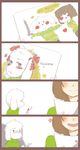  anthro asriel_dreemurr blush boss_monster brown_hair caprine chara_(undertale) child clothed clothing comic cub drawing duo english_text fully_clothed fur goat hair hair_tuft human humanoid humor long_ears mammal open_mouth patatachisps simple_background striped_topwear stripes sweater text undertale video_games white_background white_fur young 