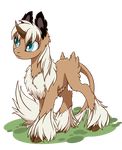  alpha_channel ashley-arctic-fox blue_eyes brown_fur equine female feral fluffy fur hooves horn mammal nude simple_background solo standing tan_fur transparent_background unicorn 