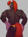  2016 anthro athletic biceps big_muscles butt digital_media_(artwork) equine fur hair hi_res hooves horse jodira knuxlight looking_at_viewer male mammal muscular muscular_male nude pecs simple_background smile solo standing vein 