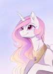  equine female feral friendship_is_magic fur gradient_background hair hooves horn magnaluna mammal my_little_pony pink_eyes pink_hair princess_celestia_(mlp) simple_background smile solo white_fur winged_unicorn wings 