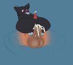  2015 abdominal_bulge animal_genitalia animal_penis balls bear big_penis black_fur blush canine_penis cub cum cum_inside fur grey_fur humanoid_penis male male/male mammal penis redras_shoru small_penis small_sub_large_dom tears young 