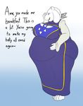  anthro big_breasts big_butt breasts butt caprine female goat huge_breasts huge_butt looking_at_viewer mammal offscreen_character overweight simple_background solo toriel undertale video_games weight_gain yina 