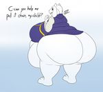  anthro big_breasts big_butt breasts butt caprine female goat huge_breasts huge_butt hyper hyper_butt looking_at_viewer mammal offscreen_character overweight simple_background solo thick_thighs toriel undertale video_games weight_gain wide_hips yina 