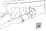  2b 5_toes bed bedroom_eyes bra breasts canine clothing female flat_chested fox half-closed_eyes looking_at_viewer mammal panties pillow seductive simple_background sketch small_breasts solo toes underwear white_background 