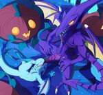  2016 beak blitzdrachin capcom cel_shading claws cum detailed_background dragon dragon_cock female food fruit halloween holidays hunter knot male male/female metroid monster monster_hunter nargacuga nintendo oral owo paws penis pumpkin ridley size_difference video_games wings 