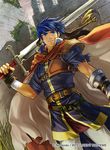  belt blue_eyes blue_hair cape castle company_name copyright_name fire_emblem fire_emblem:_souen_no_kiseki fire_emblem_cipher gloves headband ike kita_senri male_focus official_art ragnell serious solo sword weapon 