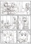  absurdres boko_(girls_und_panzer) comic couch crying curtains cushion fang girls_und_panzer greyscale hair_ribbon highres indoors itsumi_erika kuromorimine_school_uniform kyousaru long_hair monochrome multiple_girls nishizumi_maho nishizumi_miho ooarai_school_uniform ribbon school_uniform serafuku shimada_arisu short_hair silent_comic stairs sweatdrop twintails window 