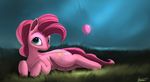  auroriia balloon blue_eyes cutie_mark detailed_background earth_pony equine eyelashes female feral fog friendship_is_magic fur grass hair hooves horse looking_at_viewer lying mammal my_little_pony nude outside pink_fur pink_hair pinkie_pie_(mlp) pony smile solo 