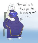  anthro big_breasts breasts caprine female goat looking_at_viewer mammal offscreen_character overweight simple_background solo toriel undertale video_games weight_gain yina 