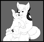  2015 abdominal_bulge balls canine cub dog erection eyes_closed foxgear husky kangaroo knot male male/male mammal marsupial monochrome pawpads redras_shoru size_difference tongue tongue_out young 