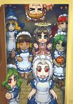  &gt;_&lt; :3 :d ^_^ animal_ears bat_wings blonde_hair blue_eyes brown_hair child closed_eyes dragon_wings fang_out fangs green_hair halloween halo hat horns kensaint looking_at_viewer maid maid_headdress monster_girl multiple_girls open_mouth orange_eyes original paws peeking_out pointy_ears pumpkin red_eyes red_hair skirt_hold smile snake_hair stitches tail upside-down white_hair wings witch_hat xd yellow_eyes 