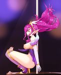  boots breasts elbow_gloves gloves highres janna_windforce large_breasts league_of_legends long_hair money nipples pole_dancing profile prostitution solo star_guardian_janna stripper_pole wangchuan_de_quanyan 