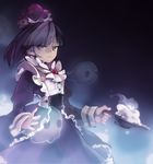  black_hair blackberry_cookie blue_eyes blue_fire candle closed_mouth cookie_run dress fire frills ghost holding juliet_sleeves long_sleeves personification puffy_sleeves solo wrist_cuffs zorim 