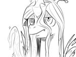  changeling female feral friendship_is_magic greyscale horn long_tongue monochrome my_little_pony queen_chrysalis_(mlp) solo sunibee tongue wings 