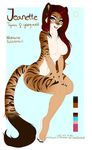  2016 4_toes blue_eyes breasts english_text eyebrows eyelashes featureless_breasts feline female feral fur gradiewoof hair mammal model_sheet navel nude pink_nose red_hair sitting smile solo striped_fur stripes text tiger toes whiskers wide_hips 