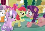 2016 angry apple_bloom_(mlp) building bush clothed clothing cutie_mark cutie_mark_crusaders_(mlp) diamond_tiara_(mlp) equine female feral flower friendship_is_magic fur grass group hair horn horse house jewelry mammal multicolored_hair my_little_pony necklace orange_fur outside pink_fur plant pony purple_eyes purple_hair red_hair sad scootaloo_(mlp) shutterflyeqd spoiled_rich_(mlp) sweetie_belle_(mlp) unicorn white_fur window yellow_fur young 
