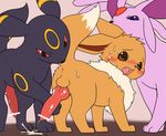  2016 all_fours animal_genitalia animal_penis anus backsack balls black_fur black_nose blush brown_eyes brown_fur butt canine canine_penis censored cum cumshot cute_fangs digital_media_(artwork) eevee eeveelution ejaculation erection espeon feral fox fur group hair ineffective_censorship knot level_difference male male/male mammal manmosu_marimo molestation nintendo open_mouth orgasm penis penis_backwards pink_fur pok&eacute;mon purple_eyes purple_fur quadruped questionable_consent red_eyes sheath simple_background size_difference sweat sweatdrop umbreon video_games 