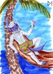  diaminerre drinks markers nintendo palm_tree pok&eacute;mon pok&eacute;morph red_eyes sea tree tropic video_games water 
