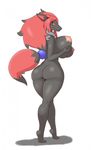  2016 anthro anthrofied areola big_breasts big_butt black_fur black_hair braided_hair breasts butt canine claws deadpliss_(artist) fan_character female fur grey_fur hair holding_breast ipan long_hair mammal navel nintendo nipples nude pink_nipples pok&eacute;mon pok&eacute;morph rear_view red_claws red_eyes red_hair scar side_boob simple_background solo toe_claws video_games voluptuous white_background wide_hips zoroark 