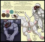  anthro anus ball_stretcher bdsm bondage bound bull_terrier canine color_swatch digitigrade dog english_text mammal model_sheet muscular muzzle_(object) muzzled nude penis puffy_anus signature standing text toothpasta 