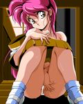  4bpp ass carat fingering game_cg legs masturbation nude panties pc98 pink_hair pussy_juice school_uniform serafuku sitting socks underwear yanagi_hirohiko 