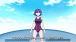  2girls animated animated_gif ass black_hair blue_hair hip_attack kaminashi_nozomi keijo!!!!!!!! kotone_fujisaki multiple_girls subtitled swimsuit water 