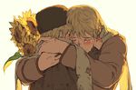  axis_powers_hetalia blush brown_hair child closed_eyes colored_eyelashes crying dashi_(minzoku_gb) dual_persona flower hug male_focus multiple_boys russia_(hetalia) scarf sunflower time_paradox torn_clothes winter_clothes younger 